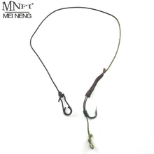 MNFT 2 компл. Карп рыболовные группы ручной работы лидер волос Rig колючий крючок для ловли карпа покрытием коса линии Размер 6#8#10#12# крючки Разъем
