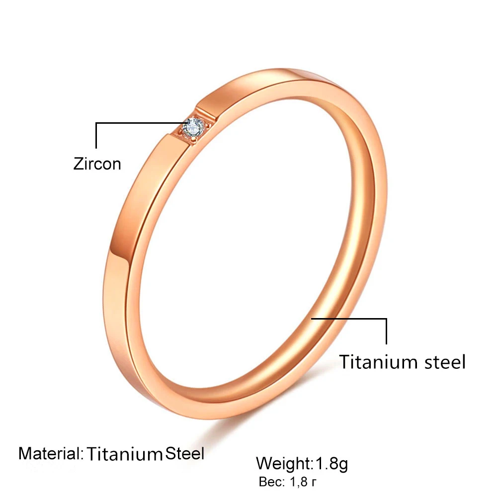 High Quality Rose Gold Silver Color Titanium steel Ring Couple Rings Men Wedding Ring Cubic Zirconia Engagement rings For Women