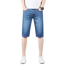 Классические джинсовые мужские джинсовые шорты высокого качества стрейч мужские хлопковые прямые обычные мужские повседневные короткие джинсы плюс размер, XL008-1