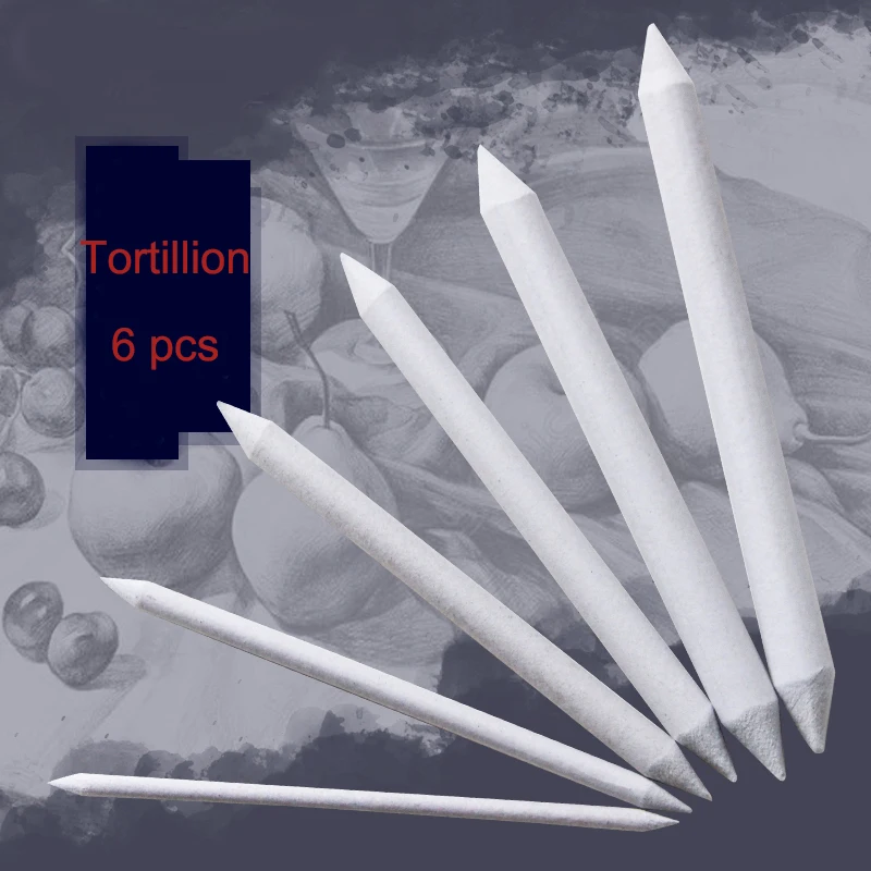 

6pcs Double Head Blending Smudge Tortillion Stump Sketch 6 Sizes Art Drawing Tool Pastel