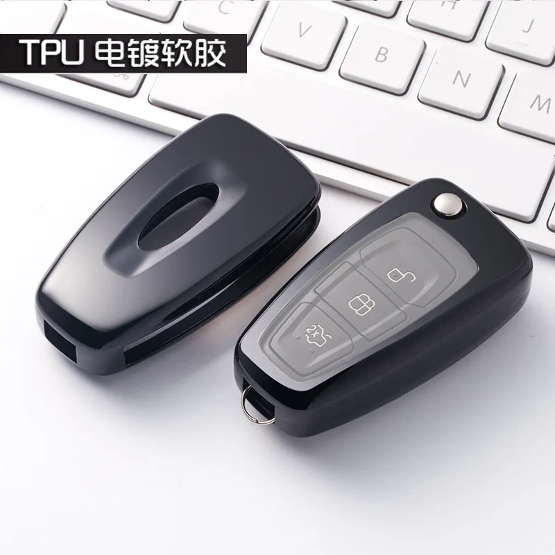 

Soft TPU Car Flip Key Case Cover Auto Protective Remote Key Skin Shell For Ford New Focus Escape Ecosport Mondeo Car Accessories