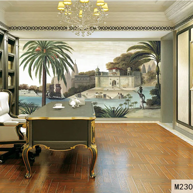 

Custom Fabric & Textile Wallcoverings For Walls Wall Mural Retro cotton and linen Washable For Living Room European Wallpaper