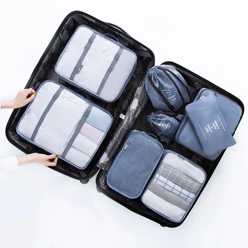 LDAJMW 8 шт. дорожная сумка для хранения Набор Водонепроницаемый для одежды органайзер сумка чемодан домашний шкаф разделитель контейнер Органайзер - Цвет: Gray