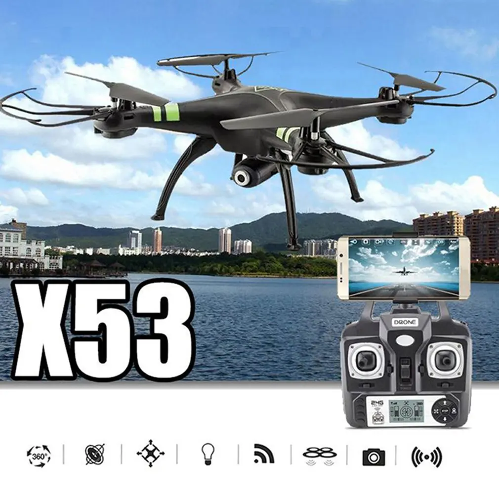 

X53 Camera Quadcopter Auto-Takeoff Remote Model Airplane Drone Camera 720P HD 30W Pixels Without Memory Card RC Mini Drone Toy