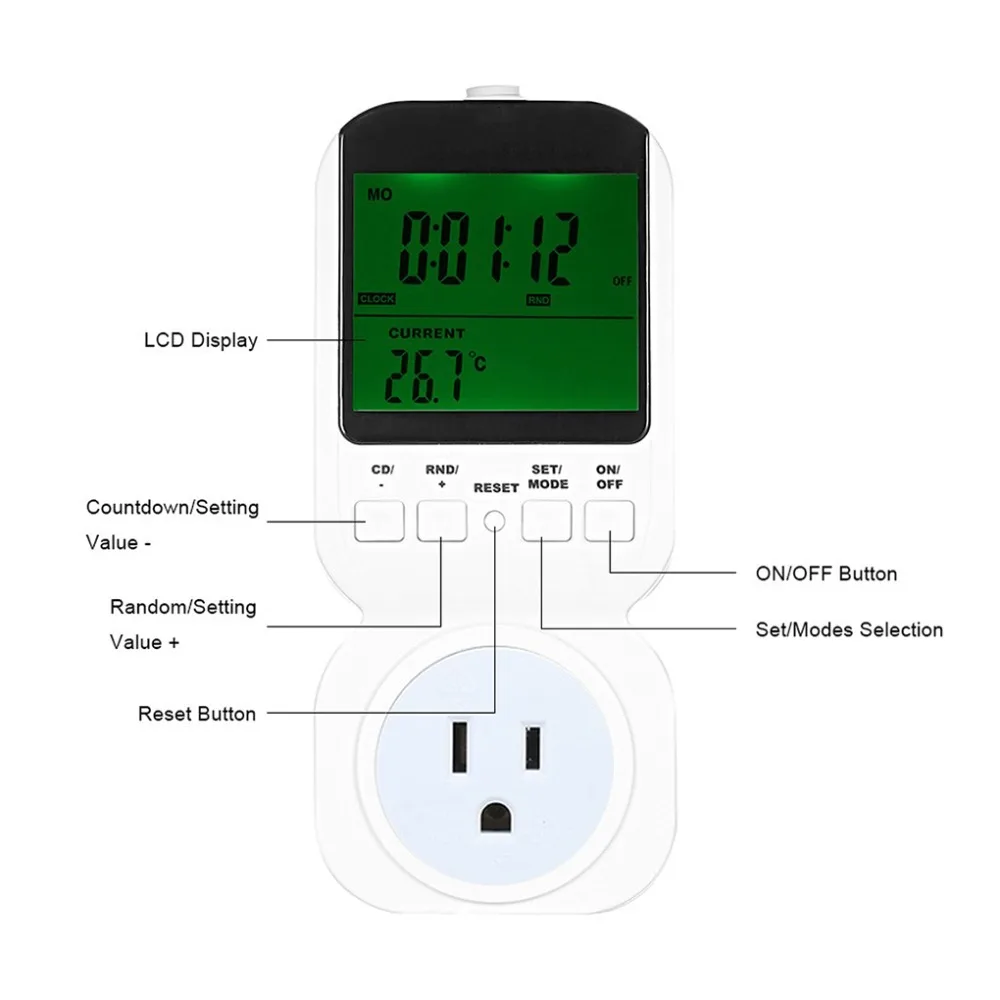 Многофункциональный термостат таймер розетка с датчиком зонда цифровые часы ЖК-дисплей энергосберегающий механический переключатель