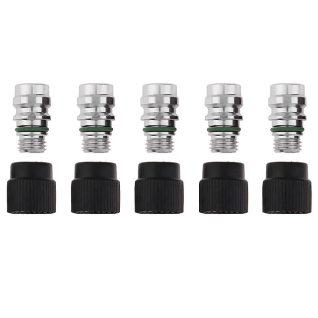 10pcs A / c Ventil Kern Kappe Universal Klimaanlage Service Plug A / c  Reparatur Kältemittel Ladeanschluss Abdeckung Auto Zubehör Schwarz Battqx