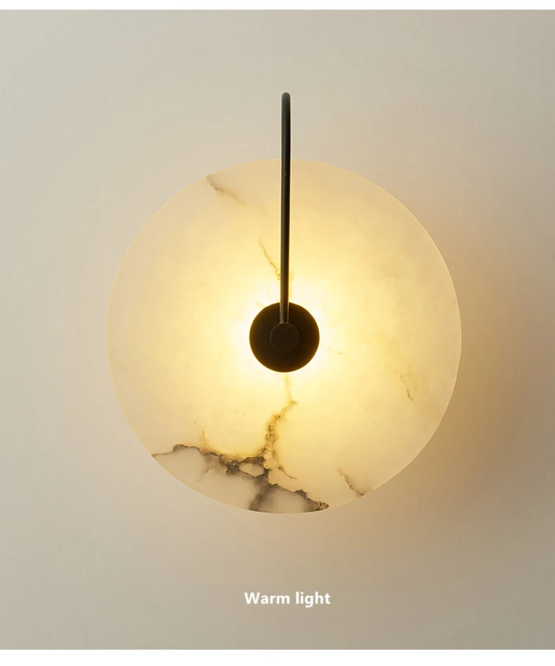 Round Natural Marble LED Wall Lamp Personality Home Wall Decoration Bedside Bedroom Aisle Wall Sconce Surface Mount 110-240V wall mounted bedside lights