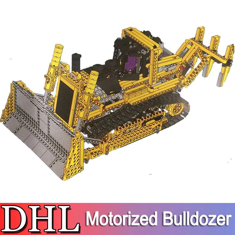 

2018 New 1384Pcs Technic Series Model Building Kits Blocks Bricks Motorized Bulldozer Toy For Children Compatible With Gift 8075