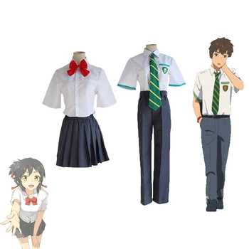 

Anime Kimi no Na wa Your Name Tachibana Taki Costume Miyamizu Mitsuha Cosplay Costume School Uniform Costume Summer outfit Sets