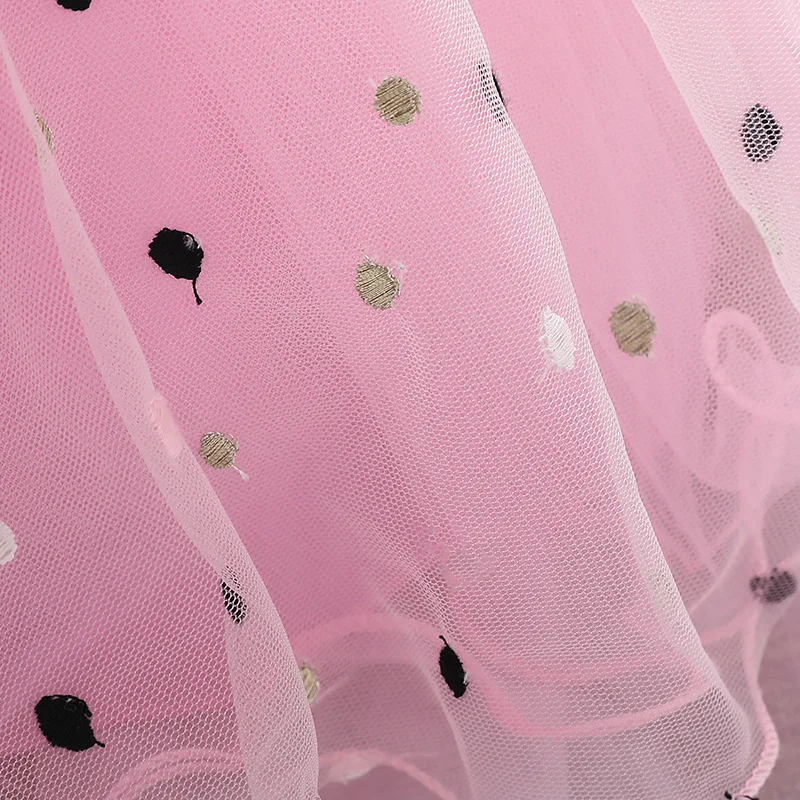 Кружевное платье в горошек для маленьких девочек платья на день рождения для маленьких девочек 1 лет, Vestido, праздничное платье принцессы Летняя одежда для девочек