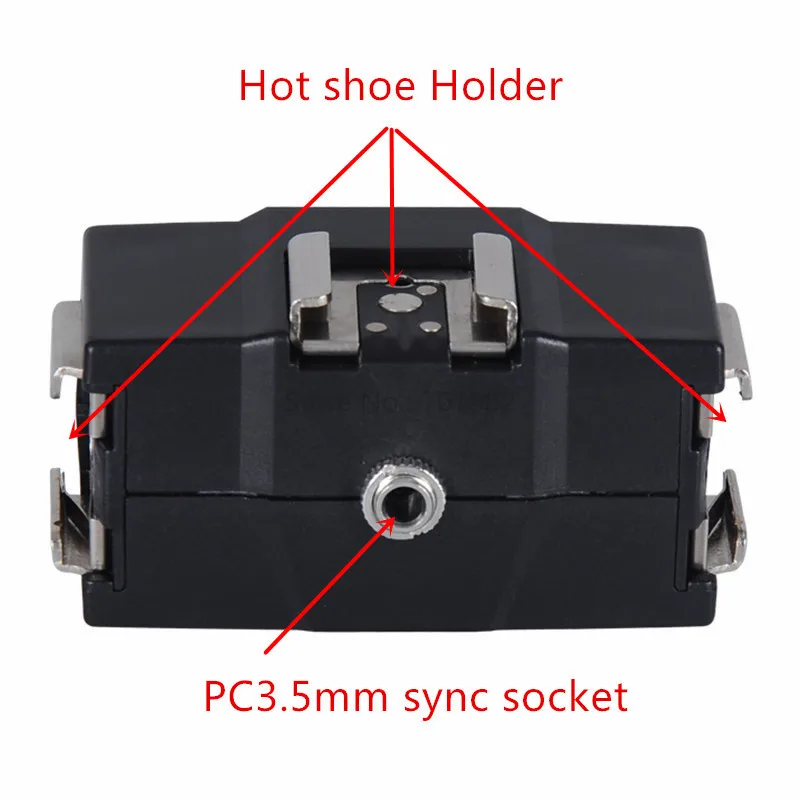 Flash Holder Three Hot Shoes Holder Adapter with 3.5mm Sync Socket for Speedlite FLH-08  (3)