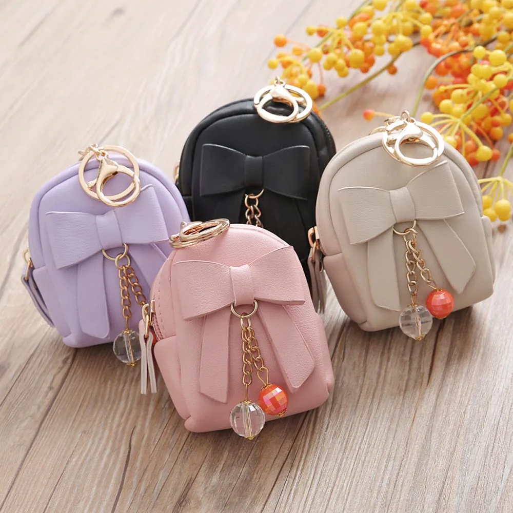 

Naivety Women Retro Bow Zipper Key Bag PU Leather Short Wallet Multifunctional Coin Purse Cash Card Holders Handbag 2018 10Jul 6