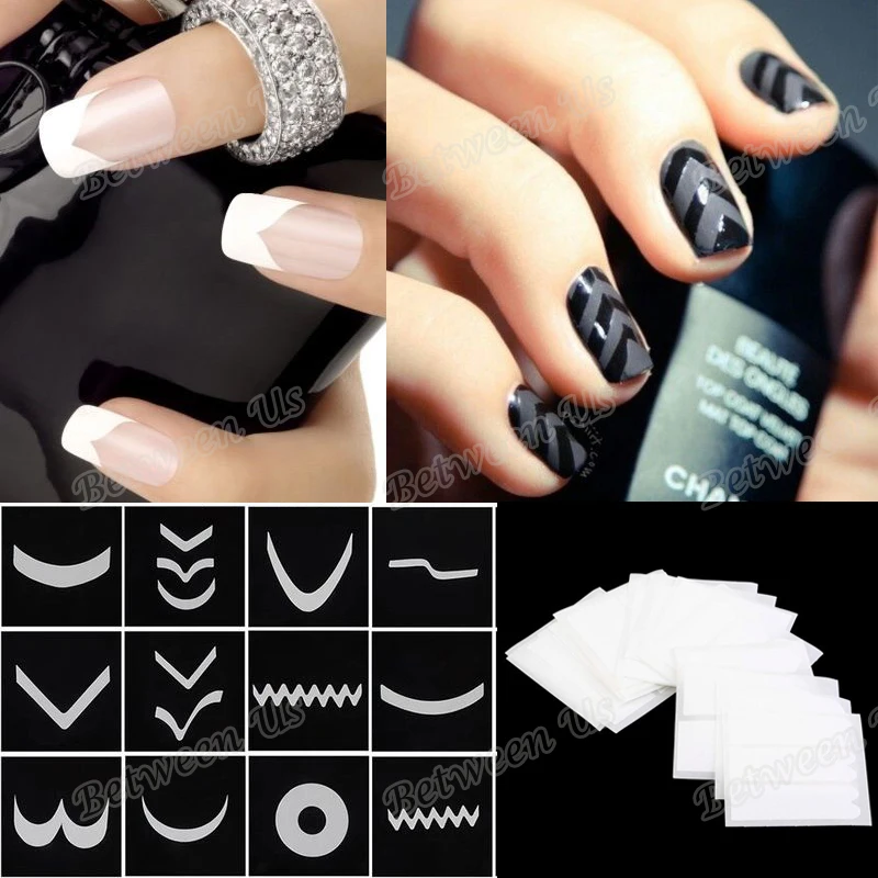 

24Pcs/Pack Nails Art Stickers Decals French Manicure Form Fringe Tips Guide DIY Manicure Nail Sencil Tips Styling Beauty Tool