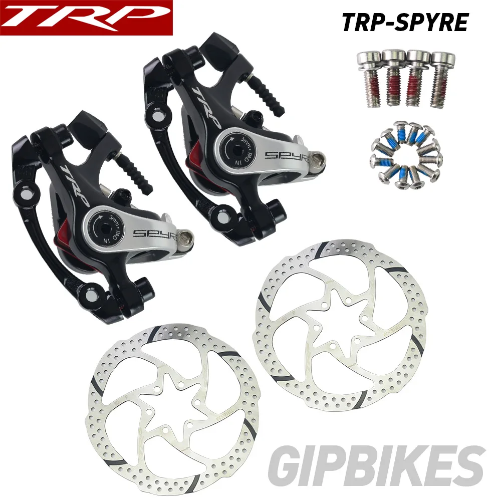 C Alloy Mechanical Disc Brake Caliper SPYRE-C Front//Rear//Pair W//Or W//o 160mm Rotor with Adapter Screws Bicycle disc Brake Rotor Original TRP Spyre