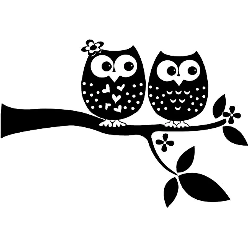 Download 20X13.6CM Two Beautiful Owl In Tree Interesting Vinyl ...