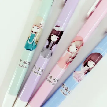 K58 4X Cute  Lovely Flower Girl Press Mechanical Pencil Writing School Office Supply Student Stationery Automatic Pencil