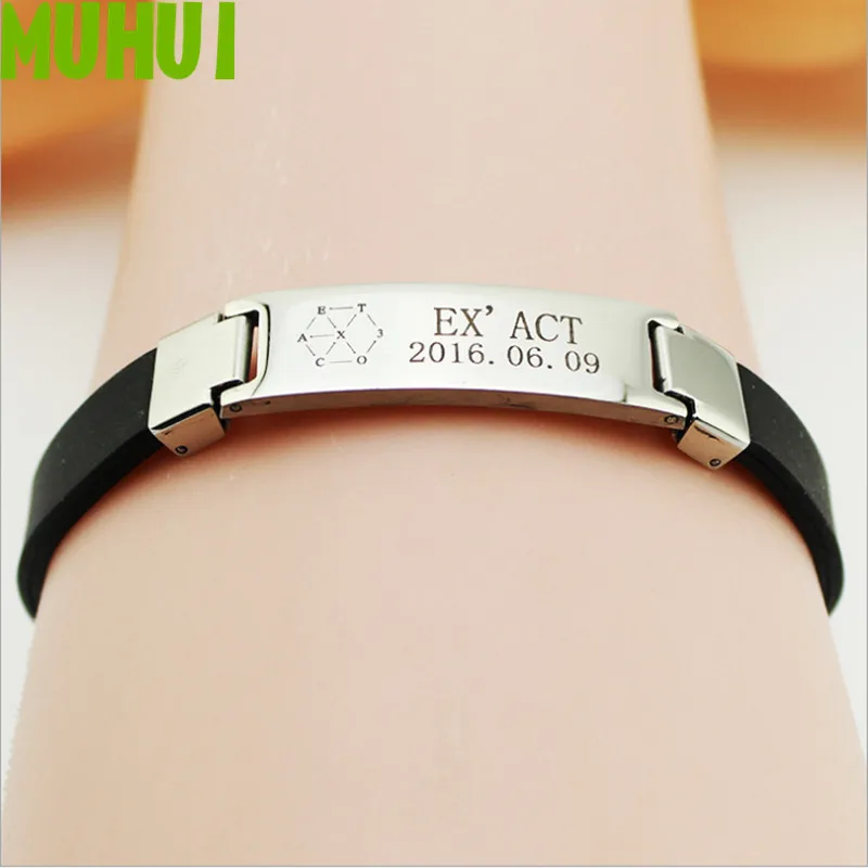 

Kpop EXO EXACT Bracelet High Quality Titanium Steel Bracelets & Bangles Women Men Jewelry C068