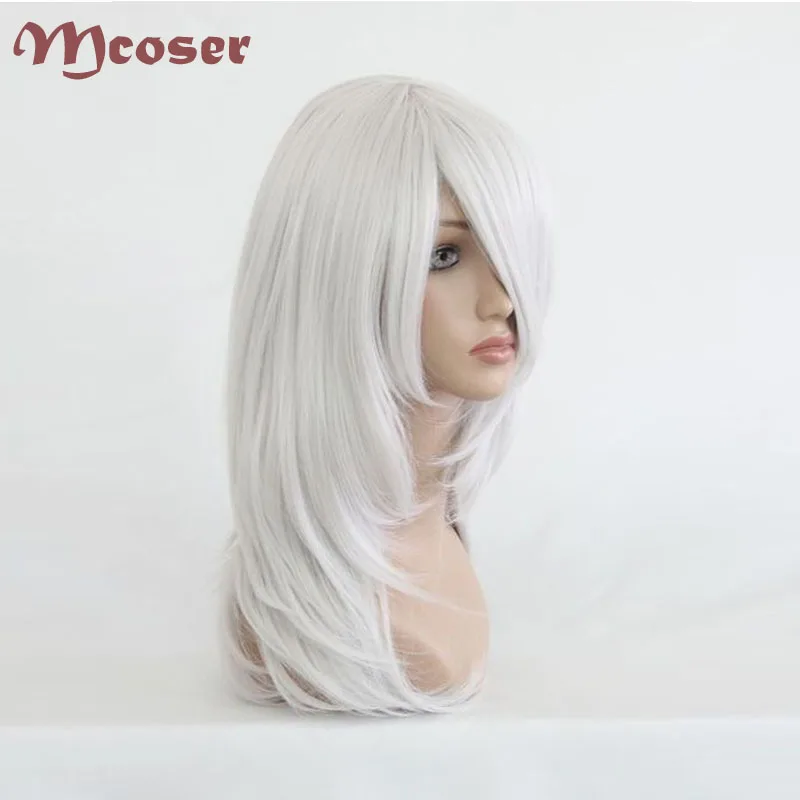 Синтетические волнистые волосы MCOSER 55 см средний серебристый белый красный 4
