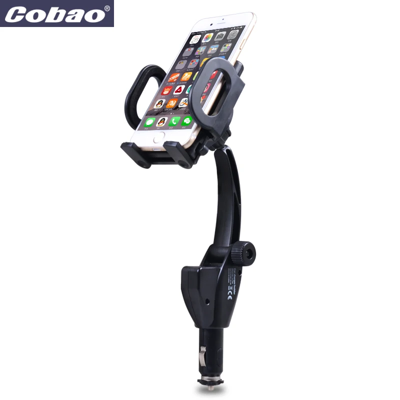 Car Dual USB port charging cable phone holder Mobile Phone Holders Stands Fast Charge for