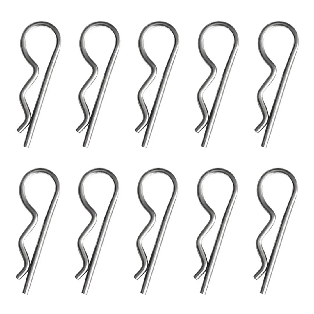 Mayitr 10pcs Spring Splitters Set Spring Pin Stainless Steel Opened Clip Wave Axle Split Spring Pin Securing R Clips