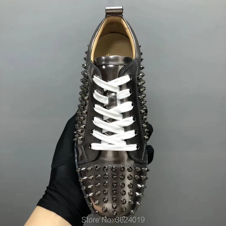 Cl Espejo Remaches Zapatos Planos Rojo Casuales Andgz De Cuero Corte Plata Transparente Mocasines Calzado Hombre Bajo Fondo Para dIEBq