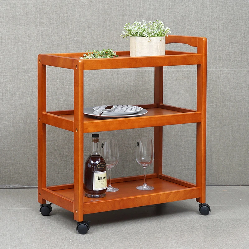 

Moveable wood dining cart multipurpose drinks car household kitchen trolley dining-side cabinet storage trolley hotel furniture