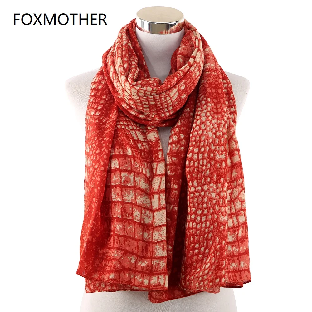 FOXMOTHER оранжевый змеиной кожи фуляр палантин печати шарфы обертывания пашмины для дам