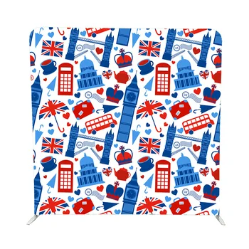 

British theme pattern(No.96) printed tension fabric pillow case backdrop with aluminum stand for photo booth party events