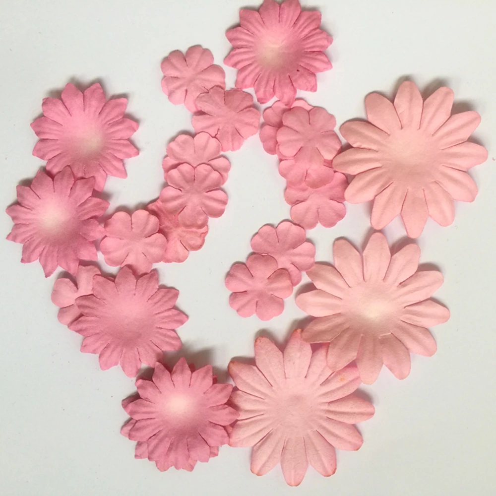 China scrapbook embellishents wholesale paper flowers mix style paper petals pink paper petals