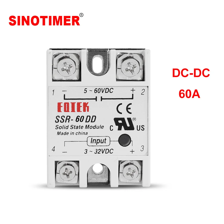 SSR-60A DC Control White Shell Industrial Однофазное твердотельное реле SSR 3-32V 12V TO 5-60V выходная