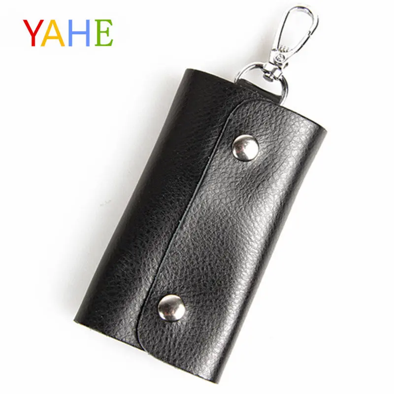 

YaHe 2018 Key Holder Wallets 100% Genuine Leather Unisex Solid Key Wallet Keys Organizer Bag Car Housekeeper Wallet Card Holder