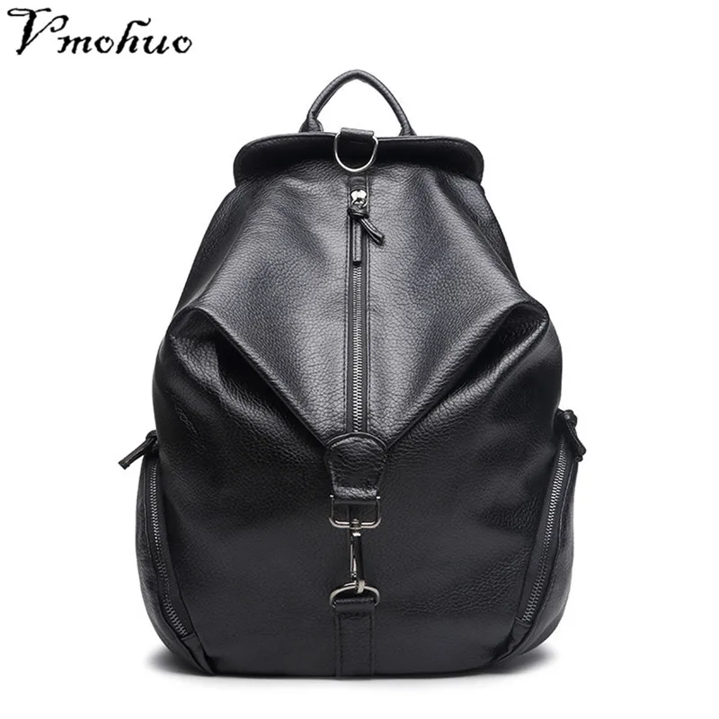 VMOHUO Simple Style Black Backpack Women PU Leather Backpacks For Teenage Girls School Bags Fashion Vintage Female Backpack VMOHUO Simple Style Black Backpack Women PU Leather Backpacks For Teenage Girls School Bags Fashion Vintage Female Backpack