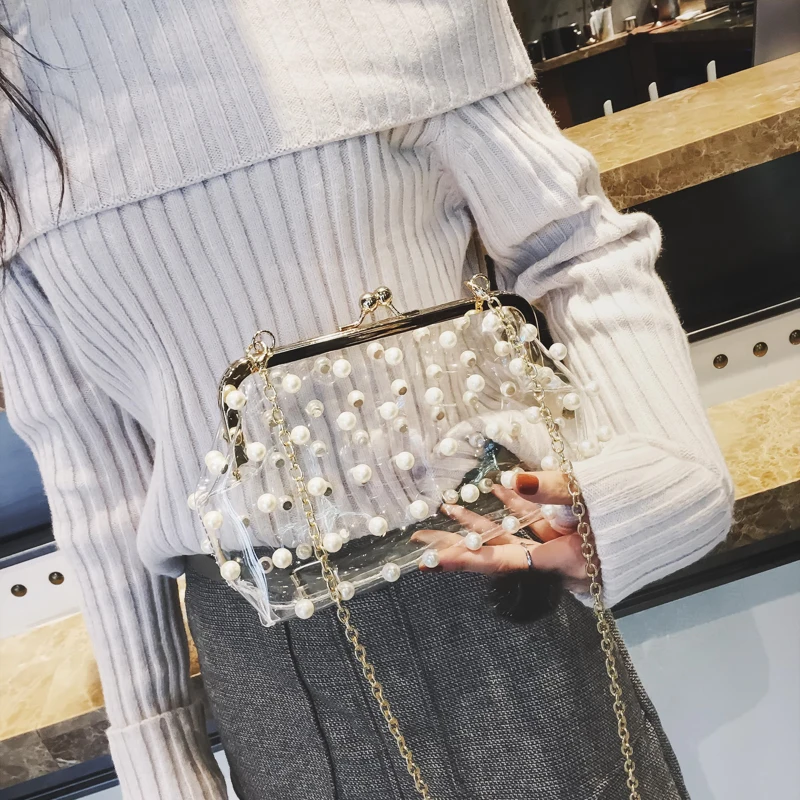 

Jelly Style Shoulder Bag Transparent Plastic Handbag Ladies Fashion Metal Frame Evening Chain Bags Hot 2019 Brand Small Flap Bag