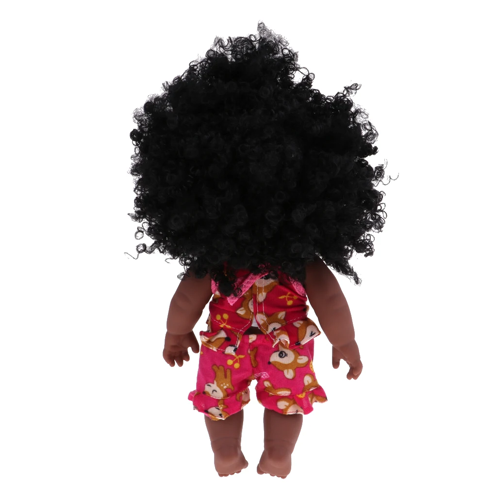 Realistic 12inch African Baby Girl Doll Soft Vinyl Silicone Reborn Newborn Infant Doll With Big Curly Hair