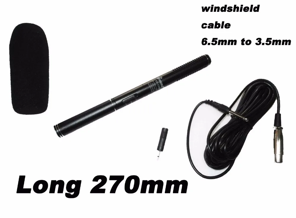 

Pro Shotgun Camera News Interview Mic Microphone 1/4" 1/8" Plug with Foam Cover