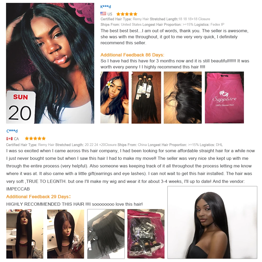 Sapphire Straight Hair Frontal With Bundles Human Hair Bundles