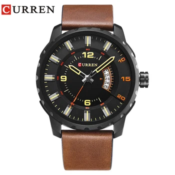 

CURREN 8245 New Men's watch Strap Fashion Casual Business Complete Calendar black relogio masculino creative surface