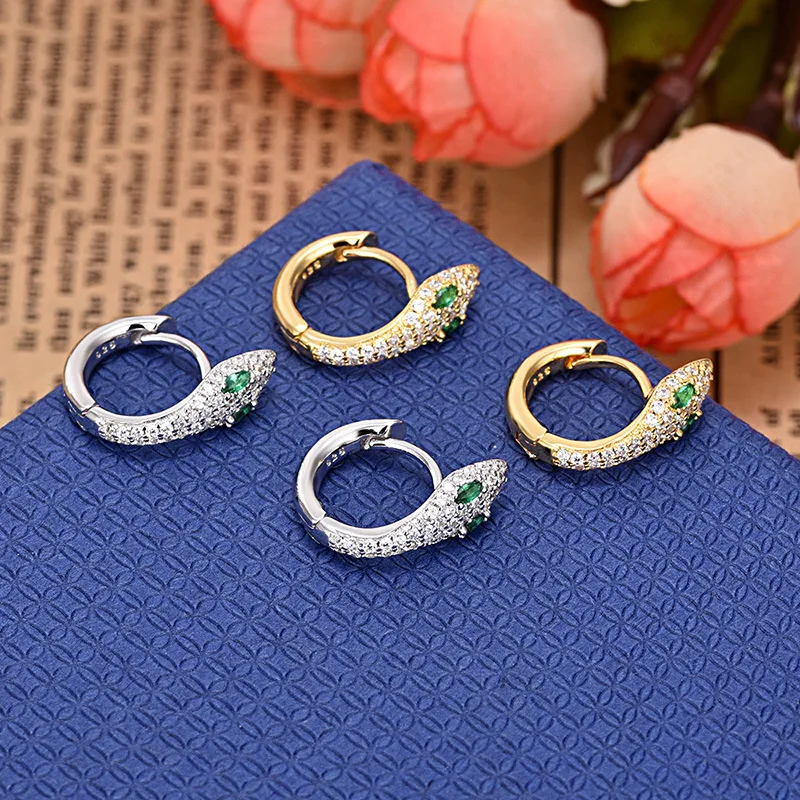 Роскошные блестящие циркониевые серьги в форме змеи AAA MonacoEarrings, высокое качество, уникальные серебряные золотые круглые серьги для женщин, индийские ювелирные изделия