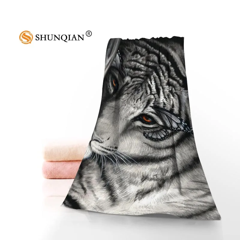 

New Custom Tiger Cool Animals Towel Printed Cotton Face/Bath Towels Microfiber Fabric For Kids Men Women Shower Towels A8.8