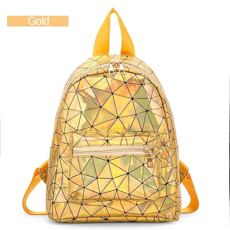 AIREEBAY, Женский мини рюкзак с лазером, новинка, модные геометрические школьные сумки для девочек-подростков, голографические кожаные рюкзаки - Цвет: 3074gold