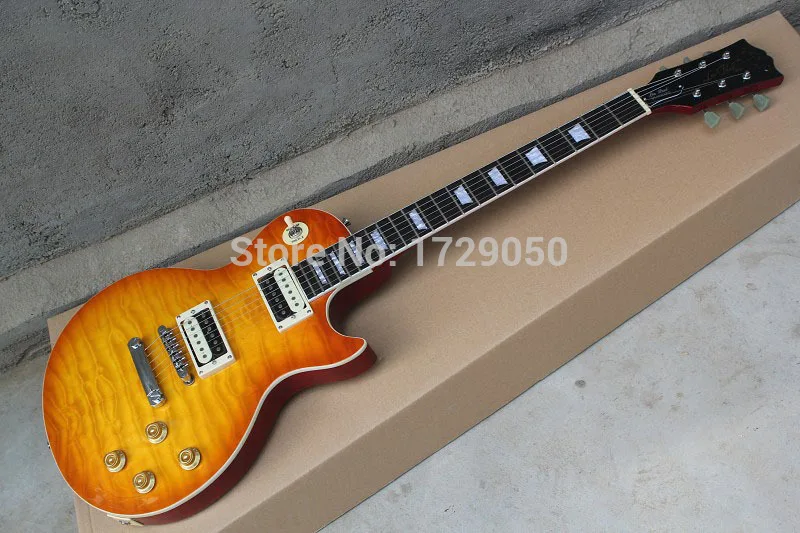 

Chinese musical Instruments Factory custom 2017 New Orange Standard Electric Guitar Free Shipping 412