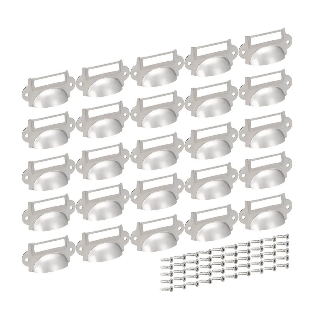 

Cup Drawer Pull Kitchen Cabinet Handles Silver Tone, 60mm Hole Centers, 25 Pack