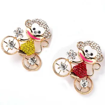 

Fashion Cute rhinestone Monkey Bicycle Brooch pin Small Animal Chest badge bike lapel pin for kids