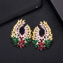 Jankely Роскошные Популярные капли воды полный Mirco украшенное кубическими камнями Циркон Naija свадебные серьги-кольца, модные ювелирные украшения