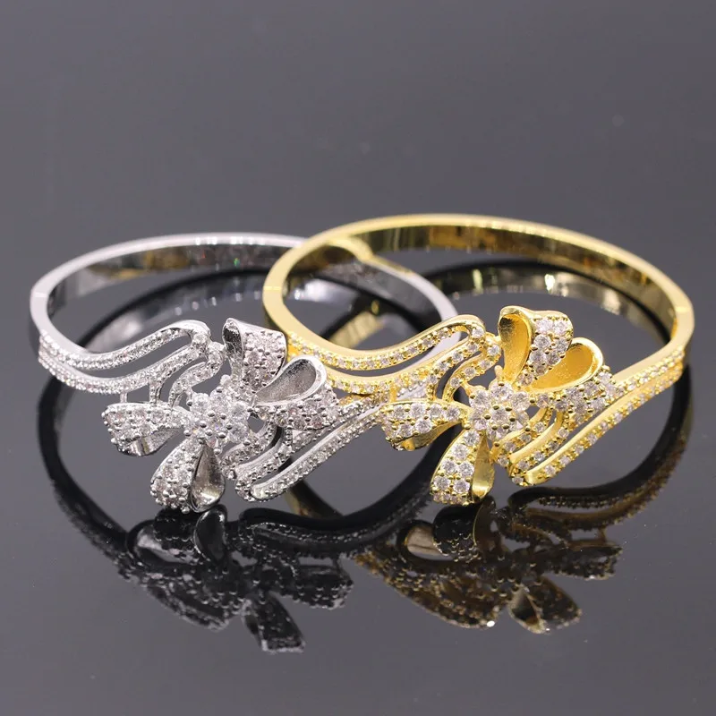 JINYAO роскошный золотой цвет для женщин Кристалл Циркон уникальные браслеты на запястье женские ювелирные изделия 2 цвета s