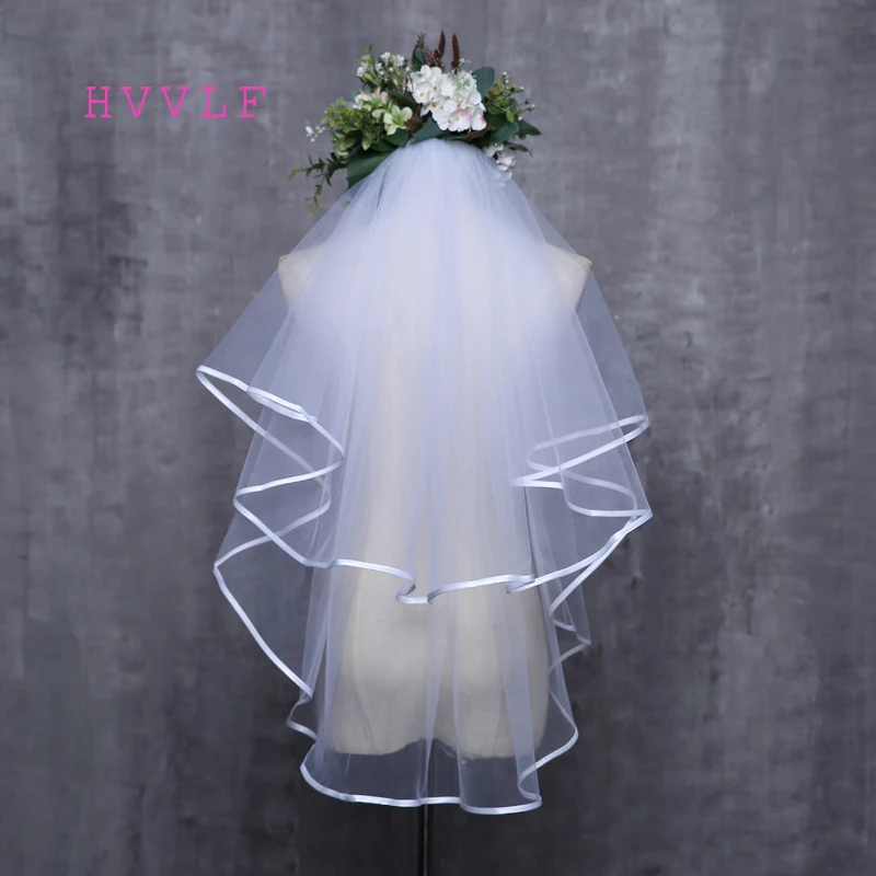 

White Wedding Veil Satin Edge One Layer Wedding Accessory Bridal Veil