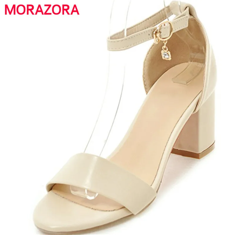 

MORAZORA 2020 Summer shoes woman fashion contracted high heels shoes woman sandals buckle open-toed large size 34-45
