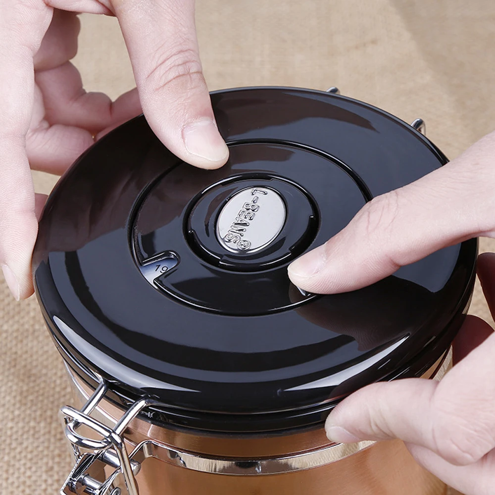 Sealed Coffee Bean Cans Stainless steel sealed tank with exhaust valve tea pot Can Be Used With Silver Exhaust Valve Sealed tank (6)