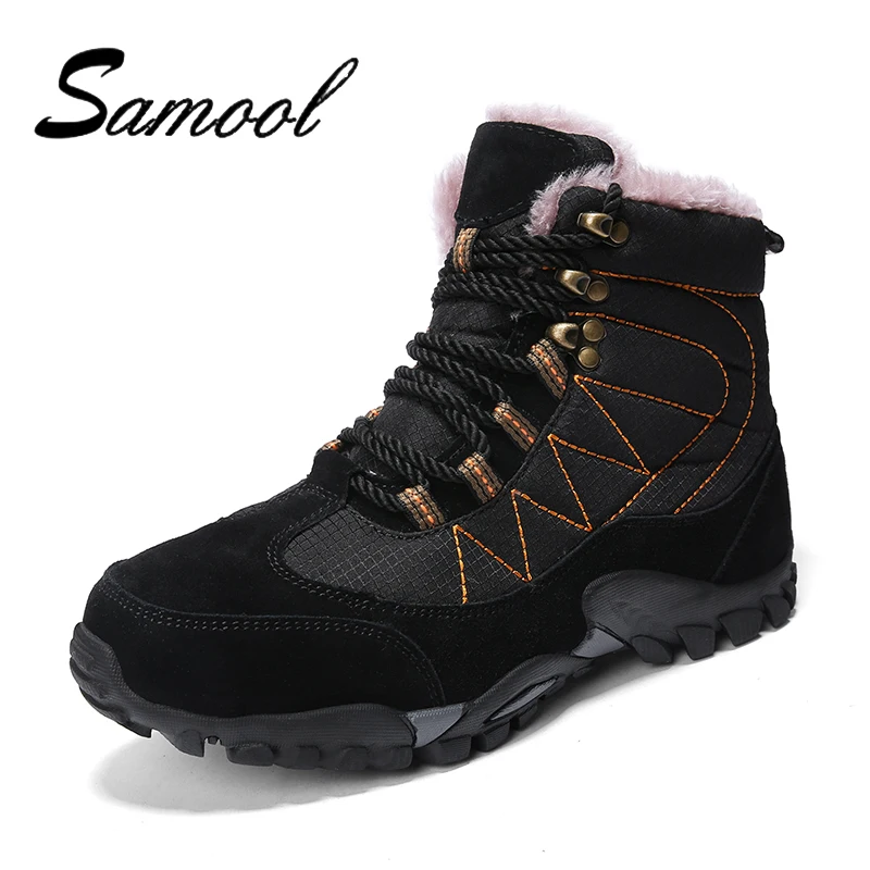 

Men Winter Super Warm Snow Boots Lace Up Leather Ankle Boots For Males Winter Shoes Plush Booties Shoes Males Big Size Lx5