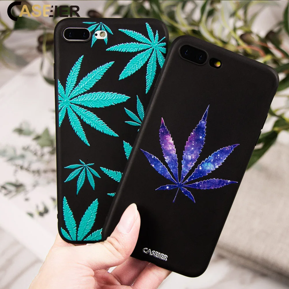 

CASEIER Phone Case For iPhone 7 7 Plus TPU Cases Leaf Silicone Cover For iPhone 6 6s 7 X 8 Plus 5s 5 SE Patterned Emboss Capinha